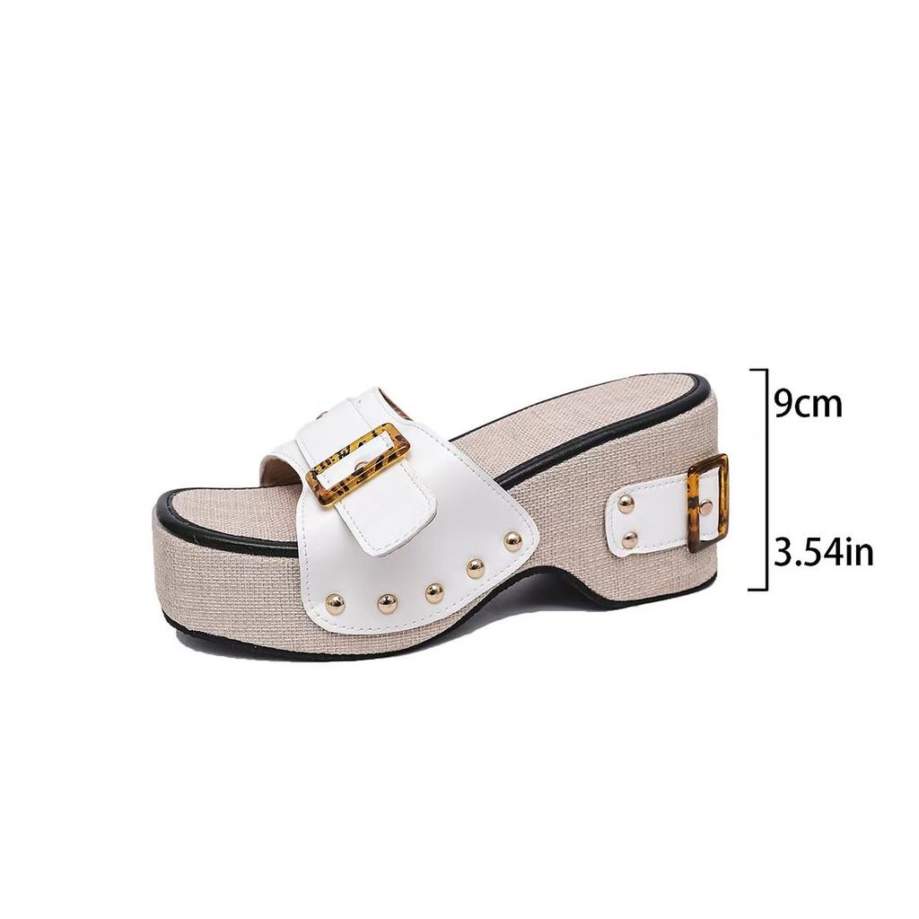 36-43 Plus Size Shoes for Women Summer 2026 Fashion Slip on Platform Wedge Comfortable Peep Toe Sandals Casual Women Slippers