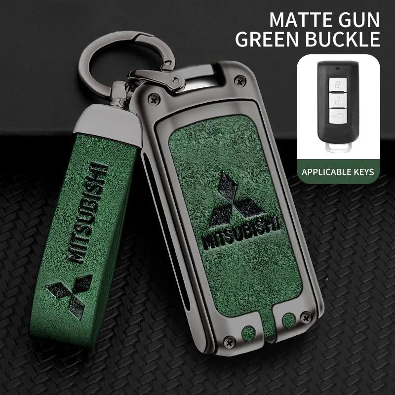For Mitsubishi Xpander Outlander ASX Pajero Eclipse Cross Montero Zinc Alloy Leather Car Remote Key Case Cover Shell Accessories