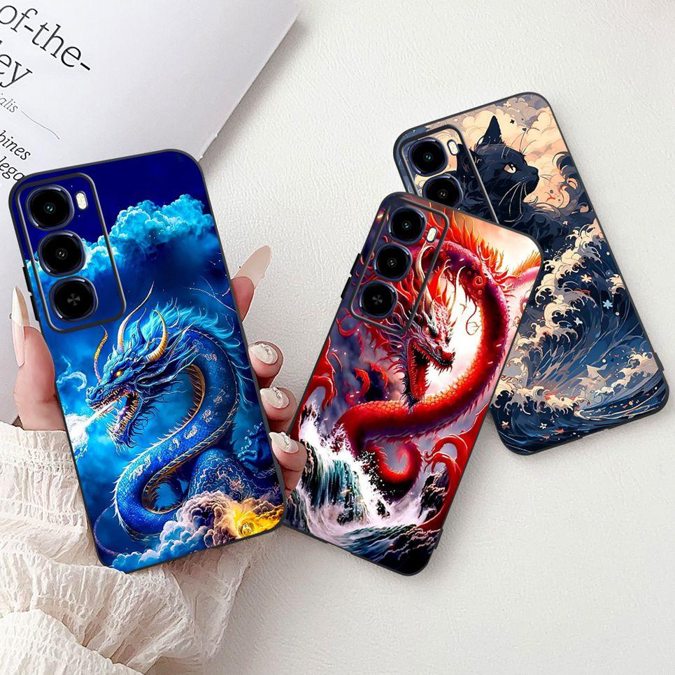 Cool Dragon Lion Tiger Cartoon 2D Printed Pattern Casing For Itel City 100 City100 Case Soft Silicone Black Back Cover Landscape