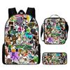 Set Rucsacuri MINECRAFT pentru Copii Set 3 Piese Ghiozdan Merch Gaming Rucsac Ușor Ergonomic Geantă de Umăr pentru Băieți Fete
