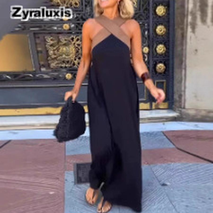 Fashion New Style Patchwork Cross Strap Dress XS чёрный