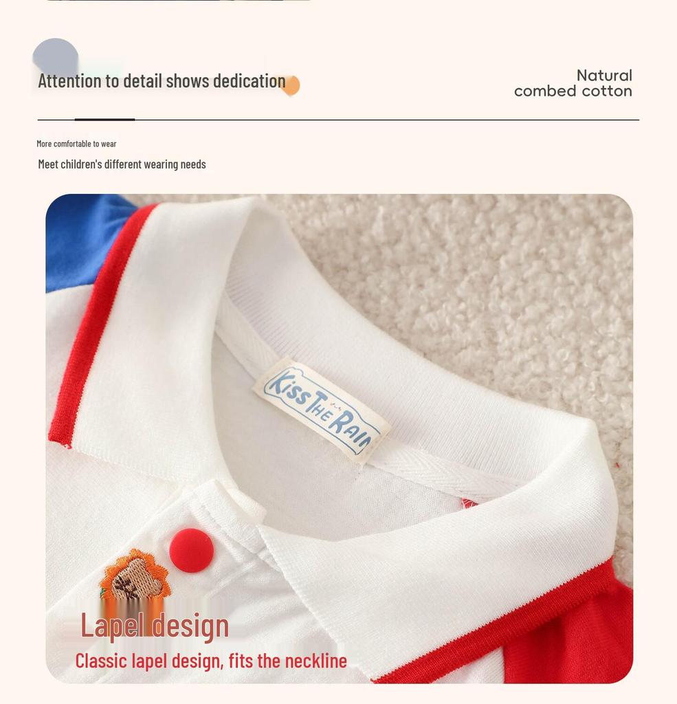Children's Cotton Polo Shirt: Boys' Short Sleeve Summer Top for Kindergarten and Primary School