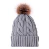 Autumn winter women's hat big hair ball plus velvet beanie caps outdoor warm knit hats solid satin bonnet gorros mujer invierno