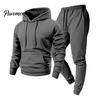 Comfortable Men Sportswear Hoodie Pants Two Piece Set for Men, Sports Hooded Sweatshirt Mens Athletic Tracksuit & Drawstring Sweatpants, Fall