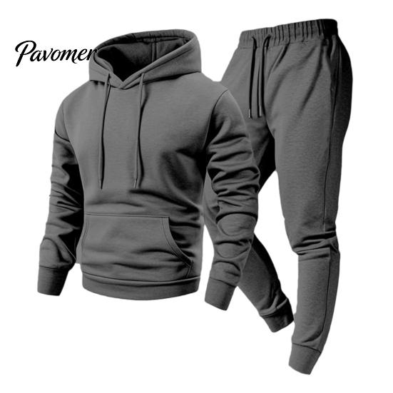 Comfortable Men Sportswear Hoodie Pants Two Piece Set for Men, Sports Hooded Sweatshirt Mens Athletic Tracksuit & Drawstring Sweatpants, Fall