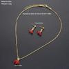 Niche Design Diamond Red Cherry Pendant Necklace Earrings Set Fashion Versatile Accessories
