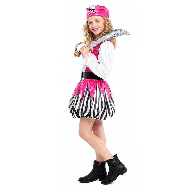 Set Costume di Halloween per Bambini Ragazze Ragazzi Capitano Pirata Jack Sparrow Vestito Festa Travestimento Cosplay