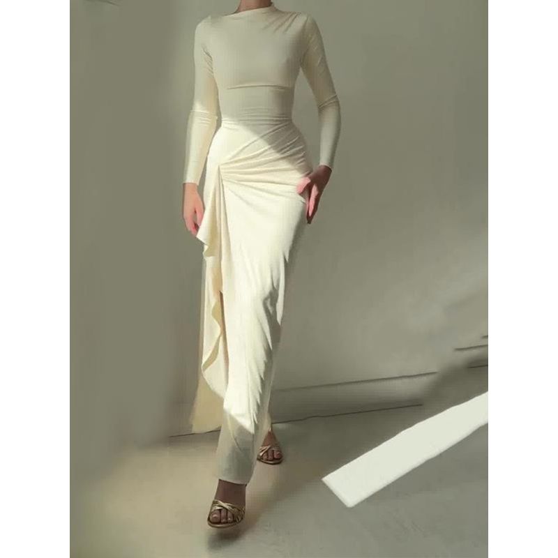 Cross-Border European and American Foreign Trade Women Clothes 2024 Autumn New Fashion Sexy Slim Fit Slimming Split Dress Hot Girl Skirt