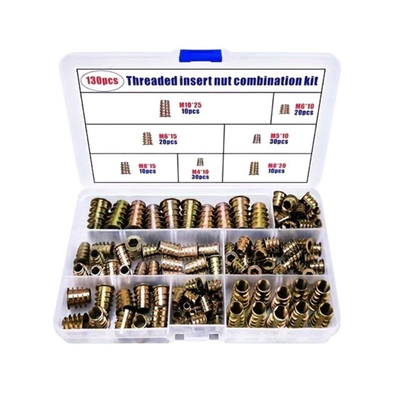 

Pack of 130 Mixed Size Internal External Thread Furniture Nuts for Home Assembly and Repair in Storage Box 1