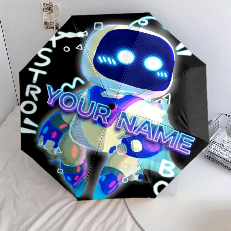 1 PC Automatic Folding Umbrella - ASTRO BOT Custom Name Pattern, Portable & Foldable Design with 8 Ribs, Christmas Birthday Gifts