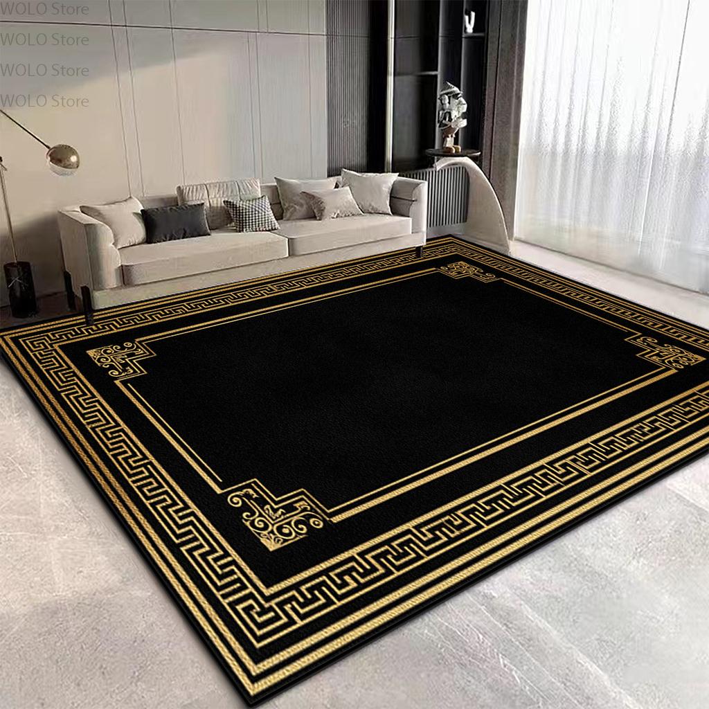 Luxury Black Golden Border Living Room Carpet Decoration Home Large Area Rugs 200x300 Non-slip Washable Bedroom Soft Floor Mat