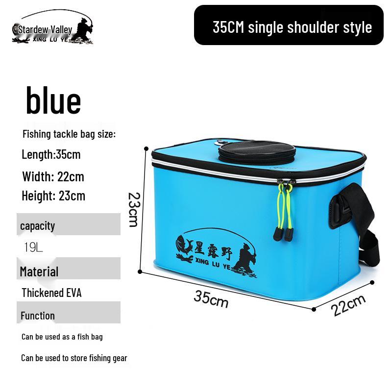 Foldable EVA Fishing Bucket - Portable, Thick, Live Fish Box with Shoulder Strap