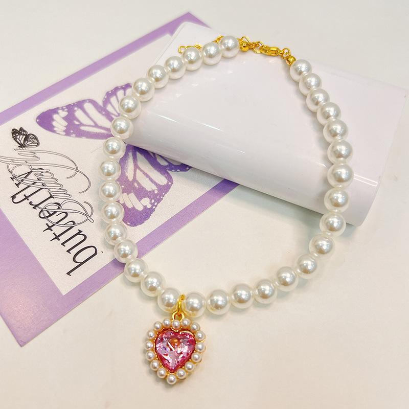 Princess Style Pet Pearl Collar for Dogs Cats-Cute Adjustable Jewelry Accessory for Puppy Kitten Chihuahua Perfect Wedding Gift