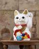 Lucky Cat Mount Fuji Left Paw Raised Ceramic Lucky Cat Fujiyama Auspicious Feng Shui Ornament Offering Box (M-SIZE White) / _ Maneki-neko (fj_M White)