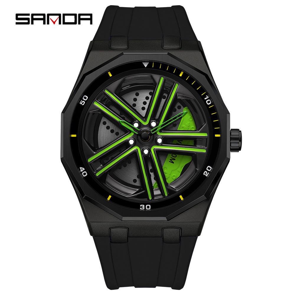SANDA 1162 Men's Trendy Waterproof Rotating Wheel Quartz Watch