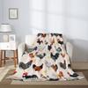 Soft Flannel Throw Blanket Watercolor Rooster Hen Chick Print Lightweight Cozy Warm Sofa Bed Farm Home Decor
