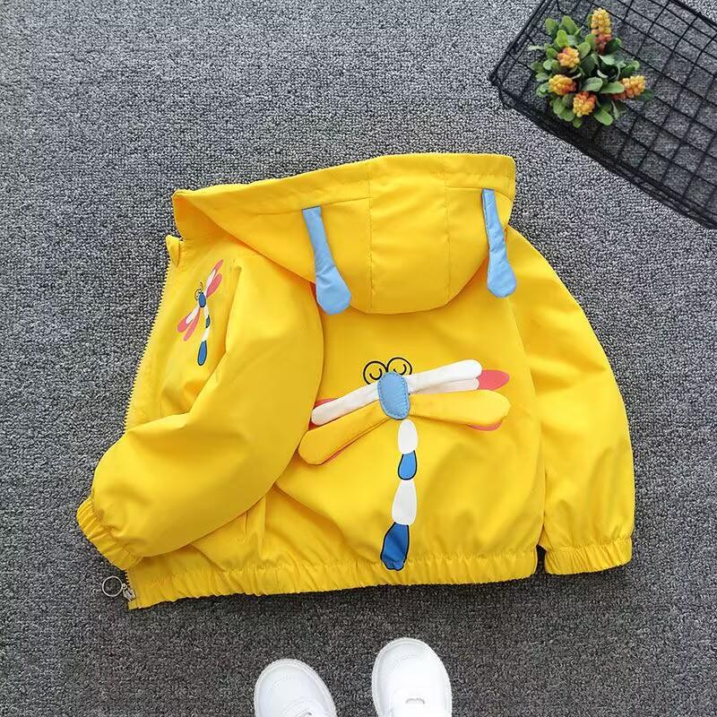 Cartoon Bear Kids Jacket Autumn Casual Boy Windbreaker Coat Hooded Zipper Boys Outerwear