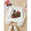 European Sizes Christmas Train Holiday Decorative Pattern Girls' Crewneck Sweatshirt, Autumn Winter Western Top, Long Sleeved Casual.