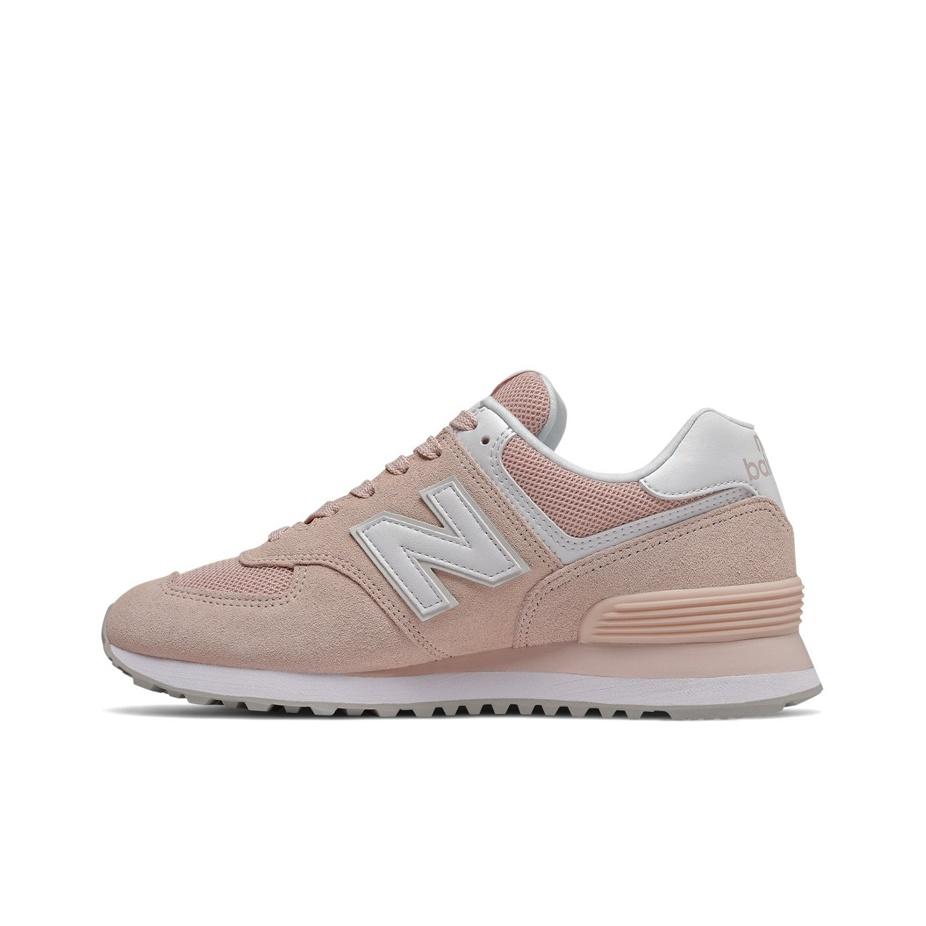 New Balance NB 574 Retro Bequeme Synthetikleder Low-Top Freizeit-Laufschuhe Damen Sneaker Rosa Weiß WL574OAB