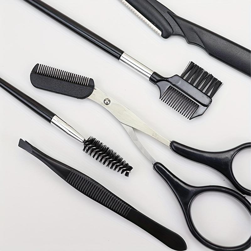5 black facial eyebrow trimming tools, specialized eyebrow trimming scissors set
