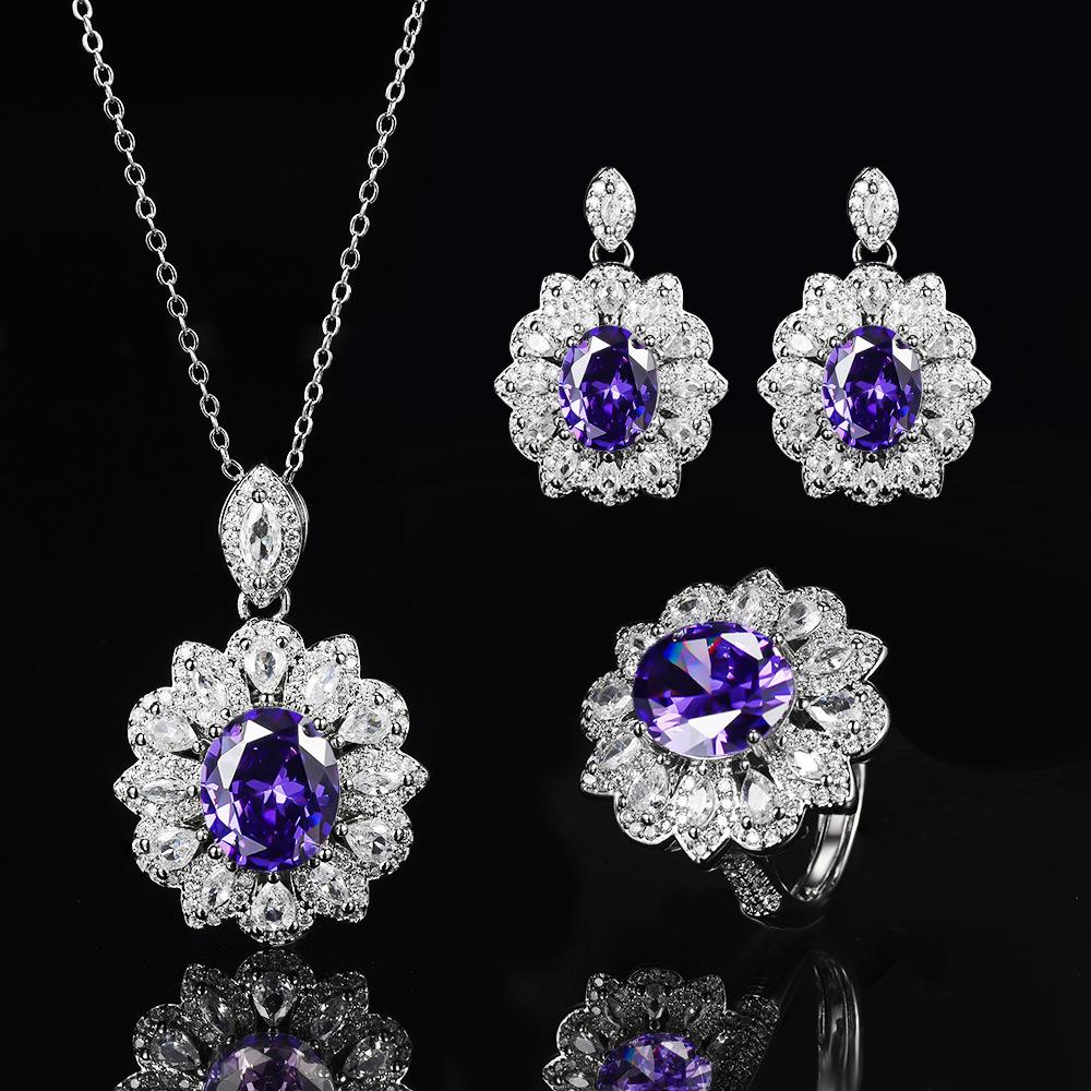 Hot mining explosion full of diamonds, colorful treasures, large flower necklaces, rings, European and American studs.