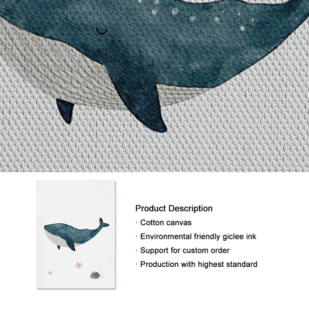Custom Name Whale Octopus Turtle Swan Sea Animal Nursery Wall Art Canvas Painting Poster And Prints Picture Baby Kids Room Decor