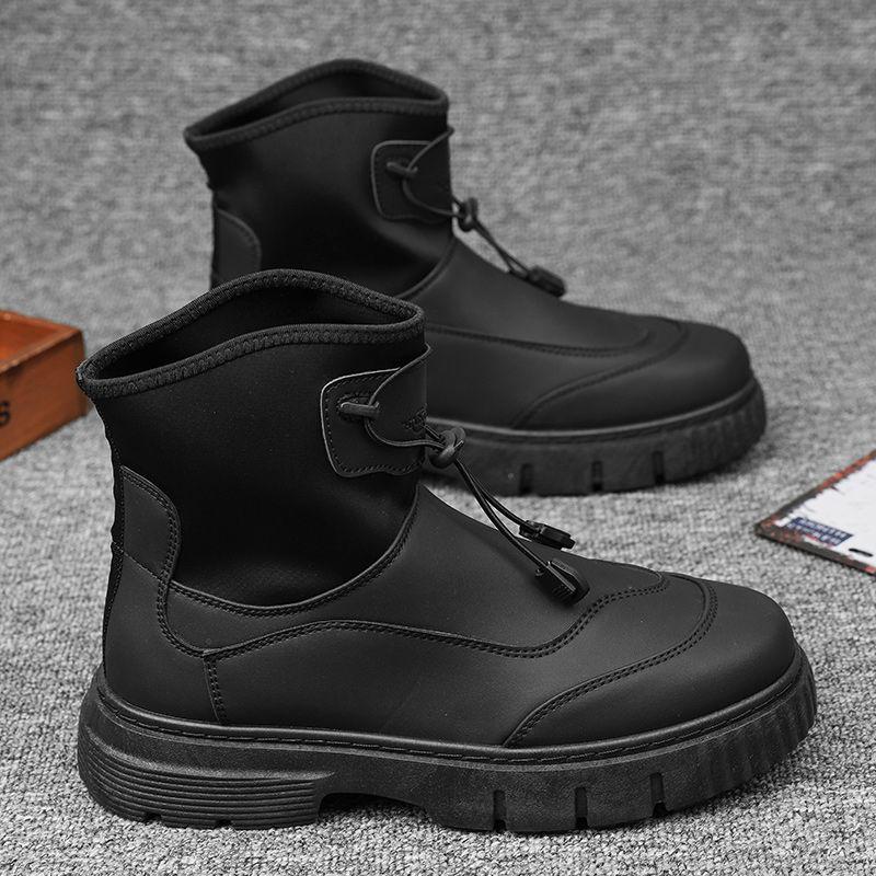 

Мужские черные ботинки в британском стиле с высоким голенищем на толстой подошве, мотоциклетные и для пеших походов 41 чёрный