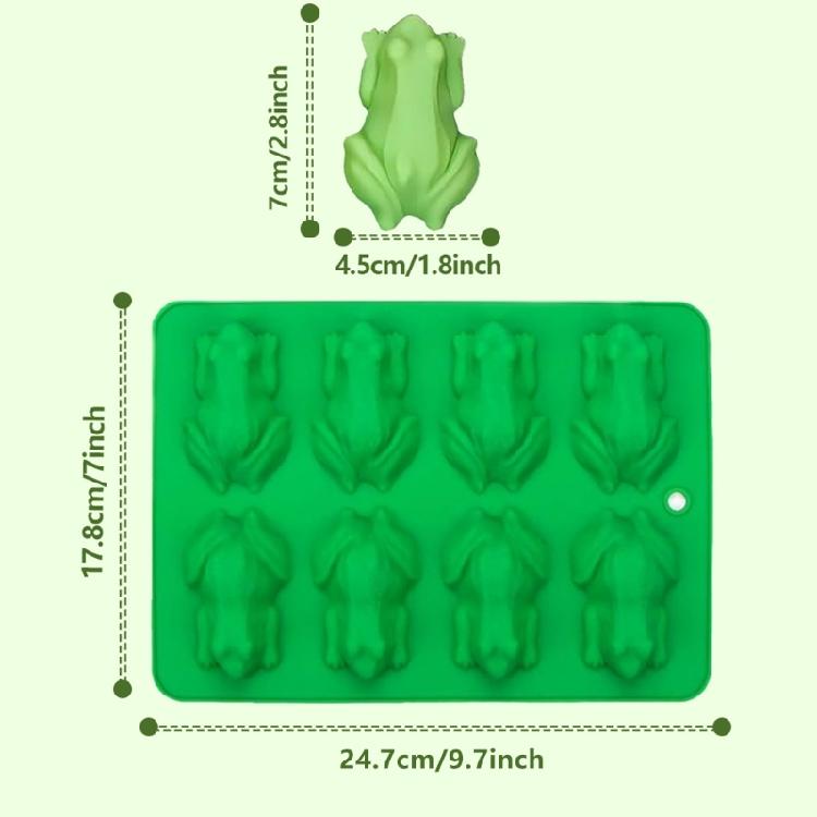 Frogs Dessert Casting Tray with 8 Detailed Cavities for Fondant Chocolate Soap Dessert and Baking Projects for Family Tables, Gift, and Crafts