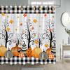 Fall Pumpkin Shower Curtains Yellow Maple Leaves Sunflower Black And White Buffalo Check Rustic Autumn Bathroom Decor With Hooks