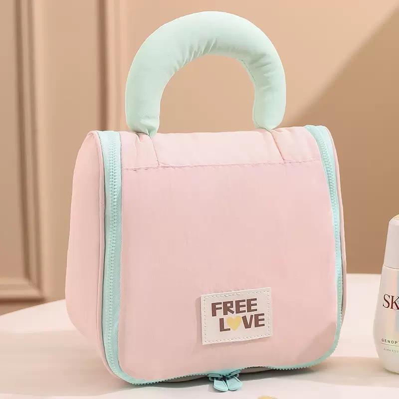 Portable Large Capacity Cute Makeup Bag with Hook for Travel and Business Trips