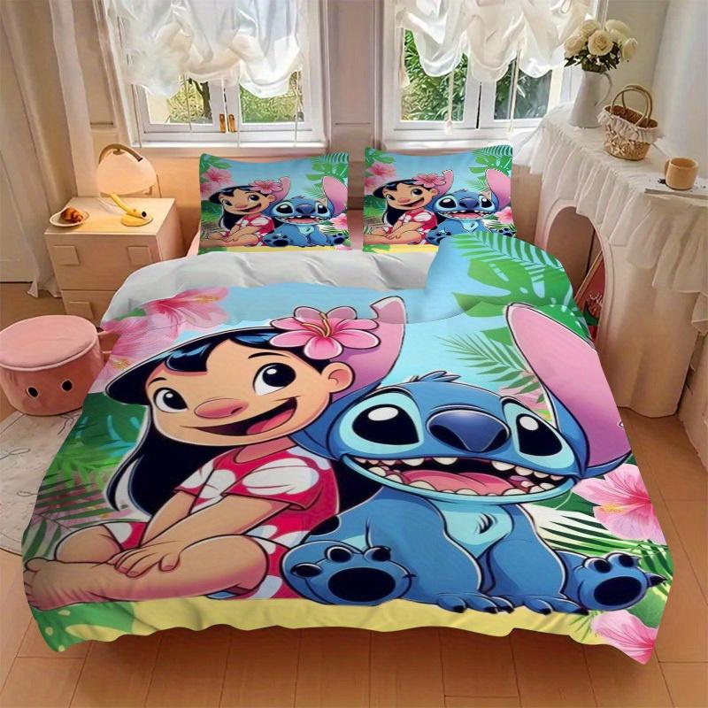 3-teiliges Bettwäsche-Set mit Lilo und Stitch-Aufdruck, Atmungsaktiv und Weich, Maschinenwaschbar, Weihnachtsgeschenk, Geeignet für Schlafzimmerdekoration, 063