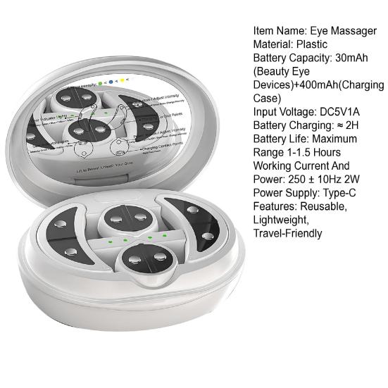 Eye Massager with Gel Eye Bag Dark Circles Wrinkles Remover for Pads Travel-Friendly Puffiness One-Touch Operation