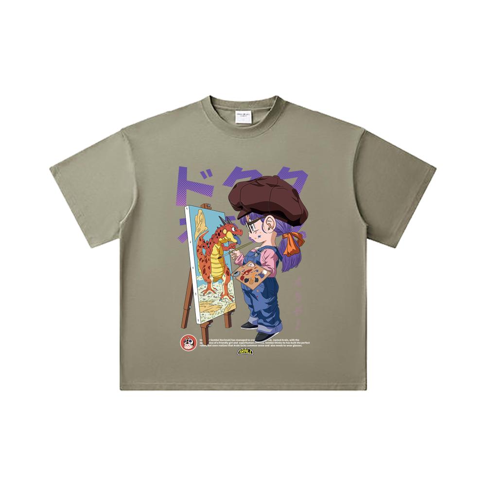 260 GSM Double Yarn 32 Count 100% Cotton Dragon Ball V10 Arale Print Unisex Heavy Cotton T Shirt