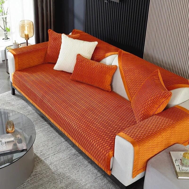 Husă de pernă tridimensională pentru canapea din catifea Prosop din pânză îngroșată, anti-alunecare, prietenoasă cu pielea, husă de lux pentru canapea pentru sufragerie