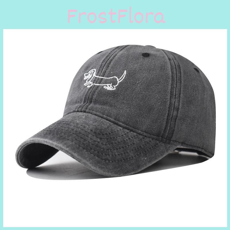 Cotton Dachshund Embroidery Vintage Dog Baseball Cap Curved Brim Casual Outdoor