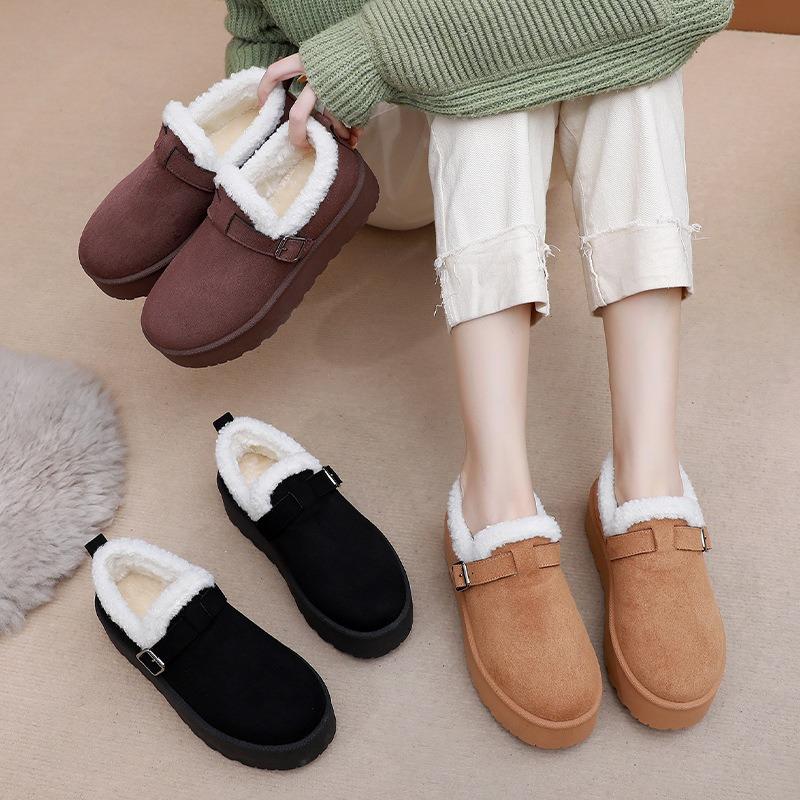 Fashion 2025 New Fur Platform Women Ankle Boots Flats Suede Warm Shoes Woman Trend Designer Brand Short Plush Cozy Femme Snow Botas