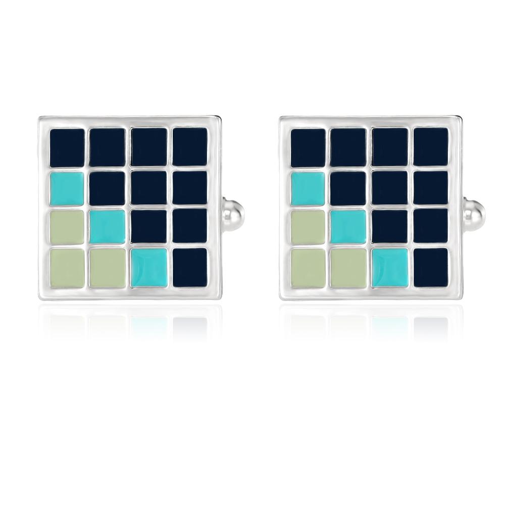 Moder Mens Coloful Pattern Square Cufflinks Pastel Sail Shaped Sleeve Button Birthday Anniversary Father's Day Pretty Gift