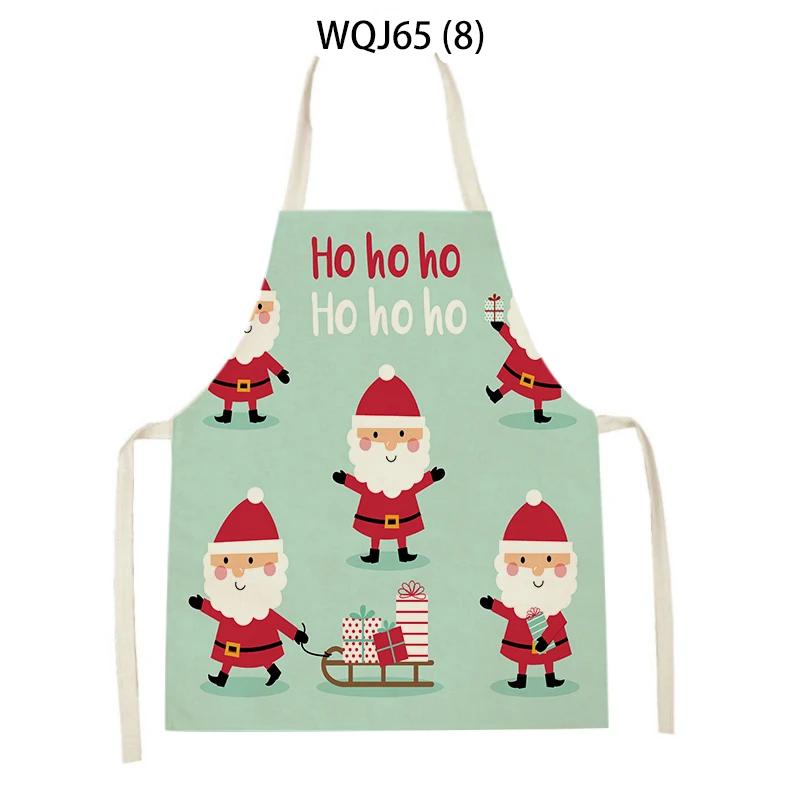 Christmas Apron Snowflake Tree Kitchen Apron Santa Claus Elk Snowman Print Aprons Dinner Party Cooking Apron Baking Accessories