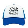 Christmas Pattern Mesh Baseball Cap with Rope & Hot Stamped Logo - Sunshade Trucker Hat