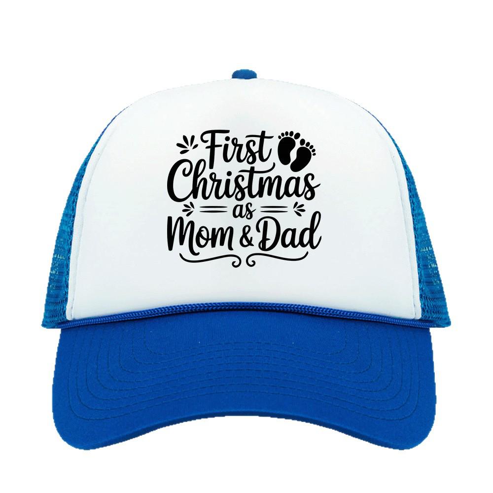 Christmas Pattern Mesh Baseball Cap with Rope & Hot Stamped Logo - Sunshade Trucker Hat
