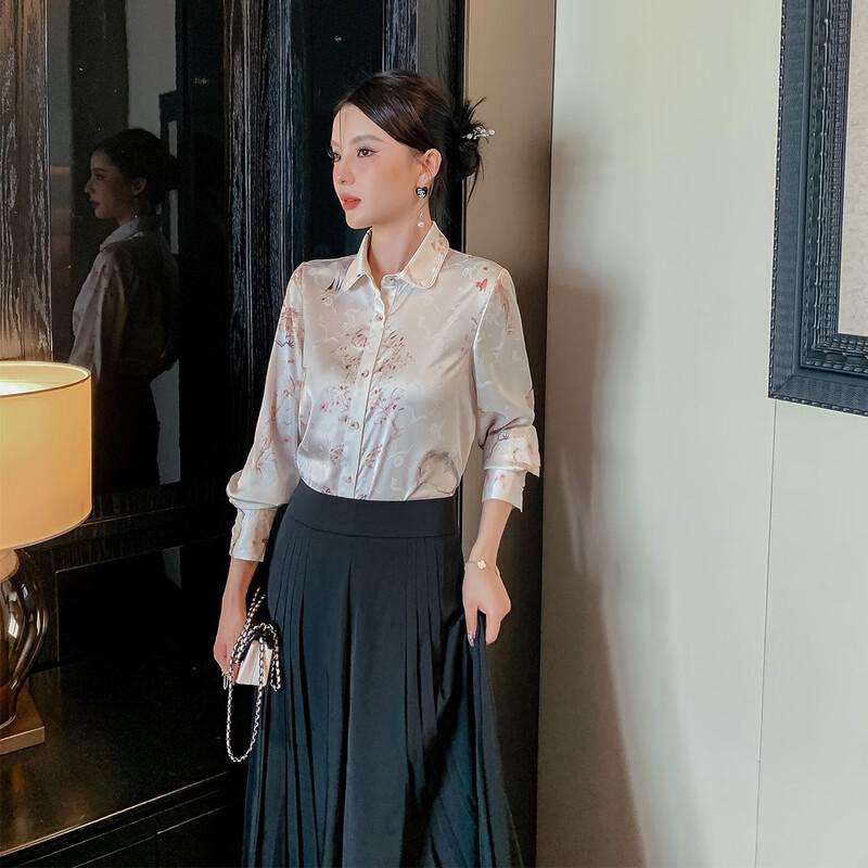 JK&JS Women s Floral Print Long-Sleeve Blouse XL