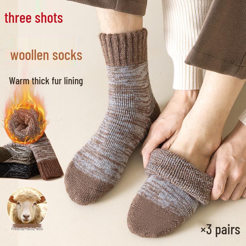 Sanqiang Men s Wool Blend Plush Warm Socks One Size