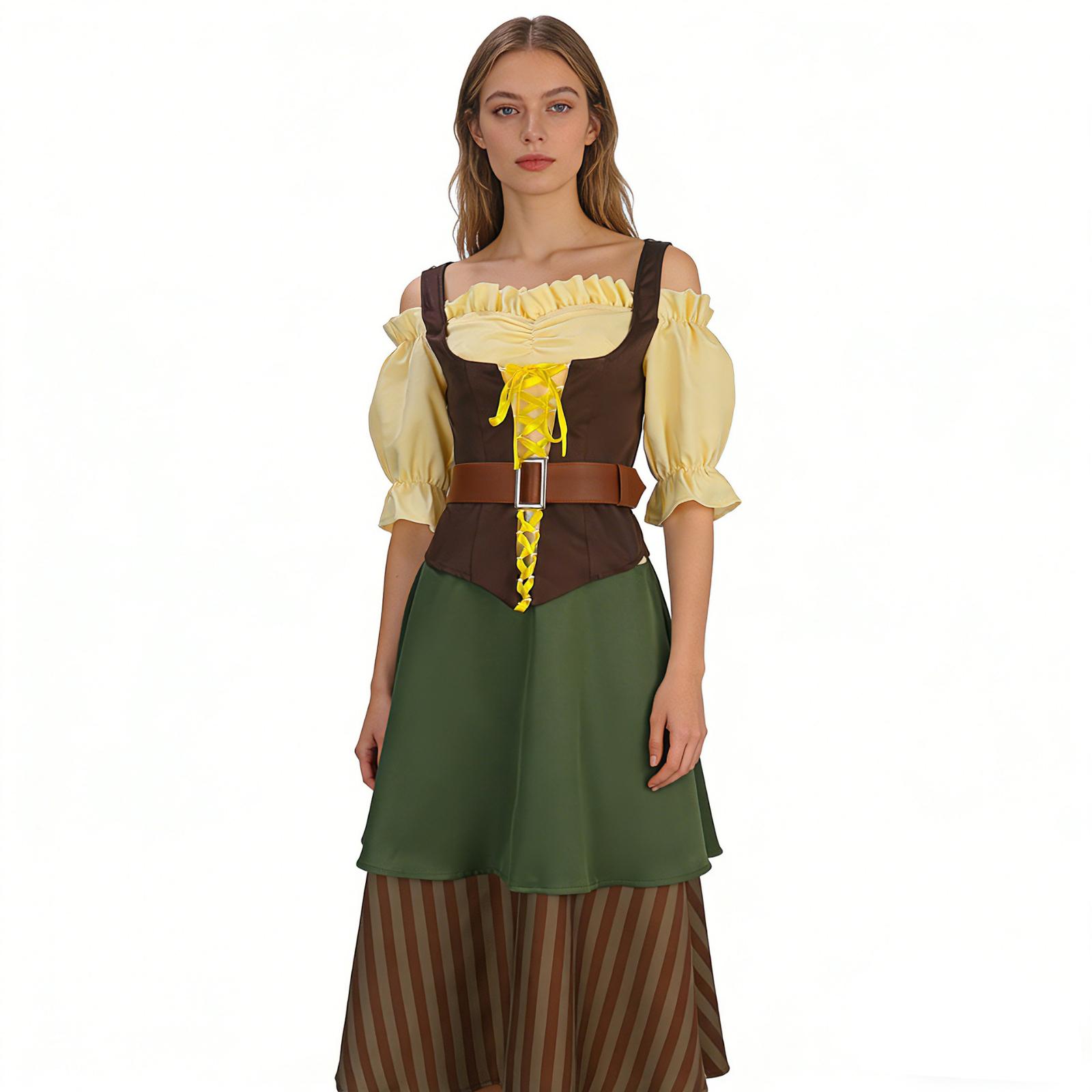 

German Beer Festival Costume Beer Overalls Performance Costume XS коричневий