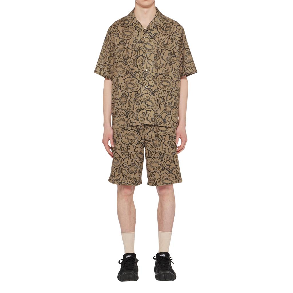 Onitsuka Tiger Printed Fashion Polo Button Short Sleeve Shirt Men shirts Light-Brown 2181B047-200
