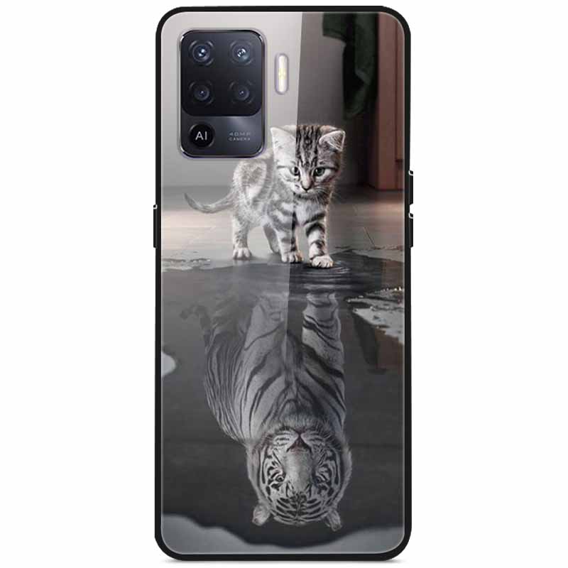 Tempered Glass Case For Oppo Reno5 Lite Hard Back Cover for Oppo Reno 5 Lite Luxury Painted Reno5Lite Funda 6.43'' Shockproof