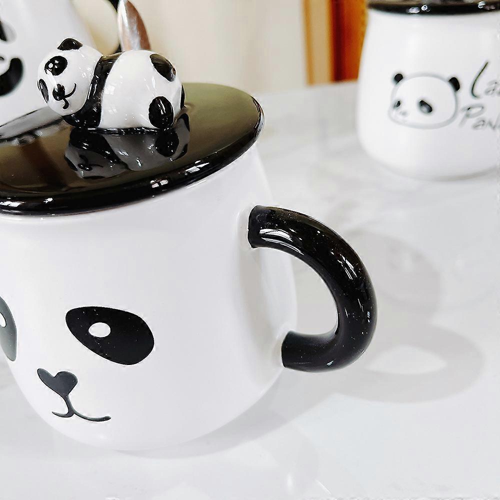 HomeDecoration Dinnerware Panda Ceramic Coffee Tea Mug Drink Cup with and Lid 14oz