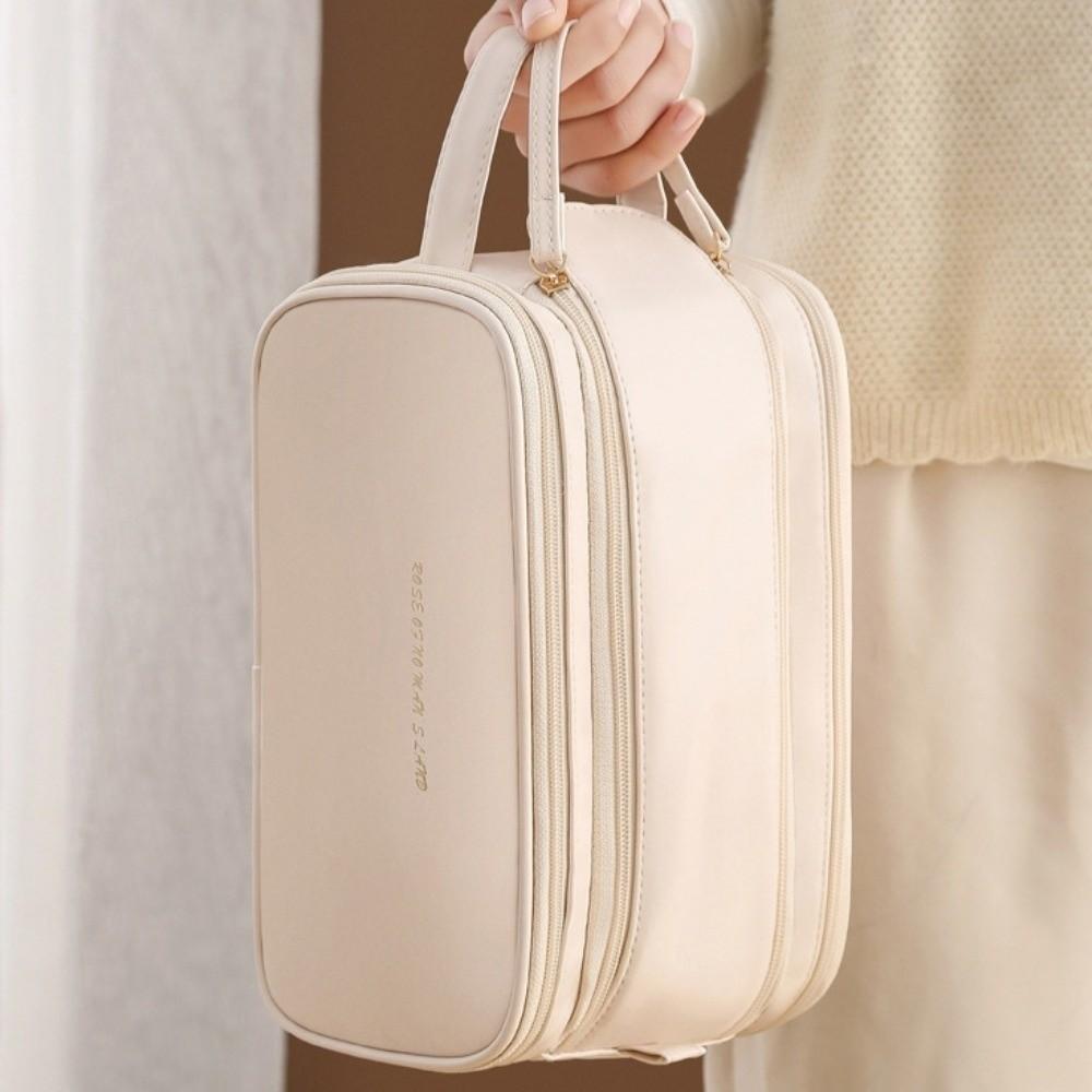 Double Zipper Makeup Pouch Bag Multifunction Travel Wash Bag PU Leather Cosmetic Bag  Female/Girls