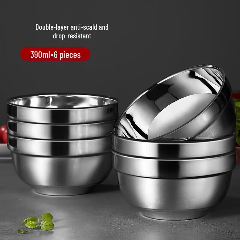 Kangmo Thickened Stainless Steel Bowl (6-Pack)