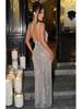 Elegant 2025 Sequin Rhinestone Bodycon Evening Dress with Double Shoulder Strap