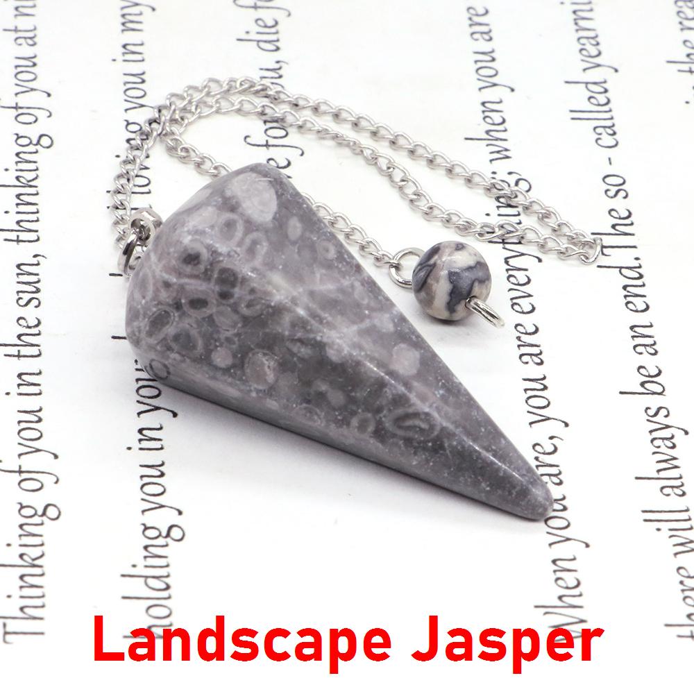 Natural Stone Reiki Healing Pendulum,For Dowsing Spiritual Divination Cone Crystal Quartz Pendulos Small Size Necklace Jewelry